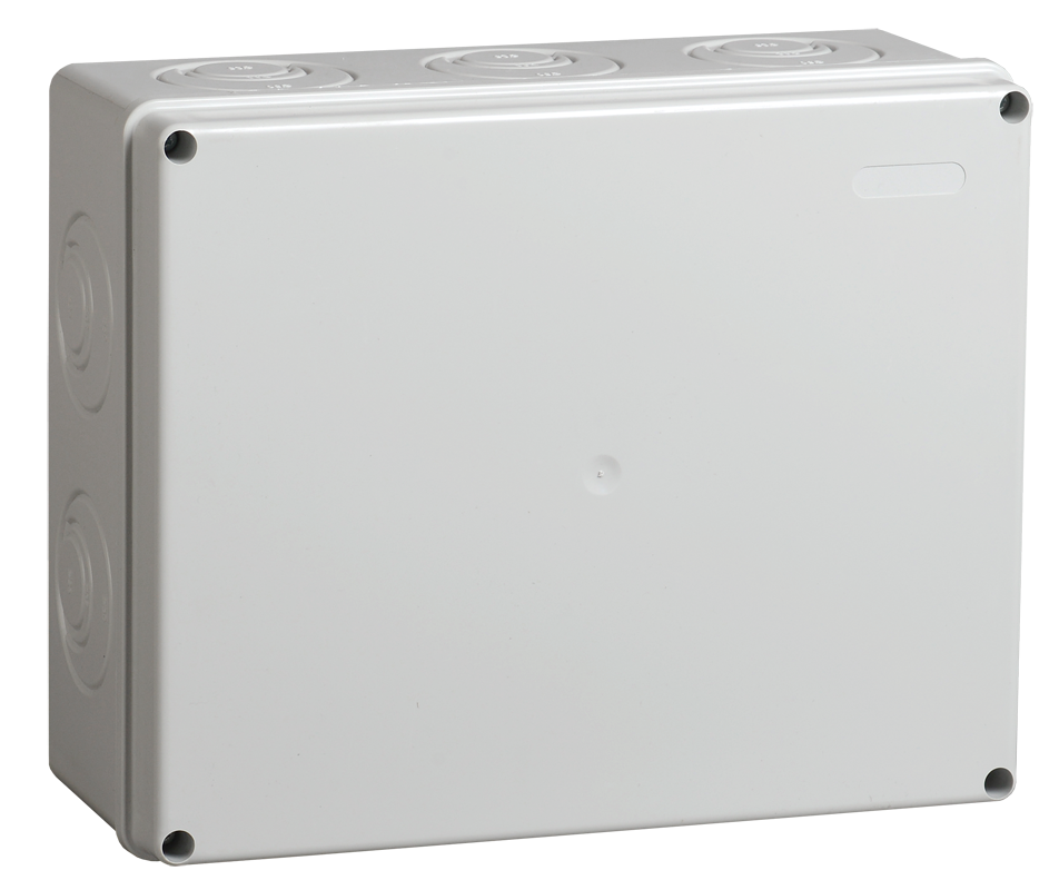Коробка КМ41272 распаячная для открытой проводки 240*195*90 мм IP55 (RAL7035, кабельные вводы 5шт) ИЭК