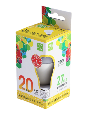 Лампа светодиодная LED-A60-standard 20Вт грушевидная 3000К тепл. бел. E27 1800лм 160-260В
