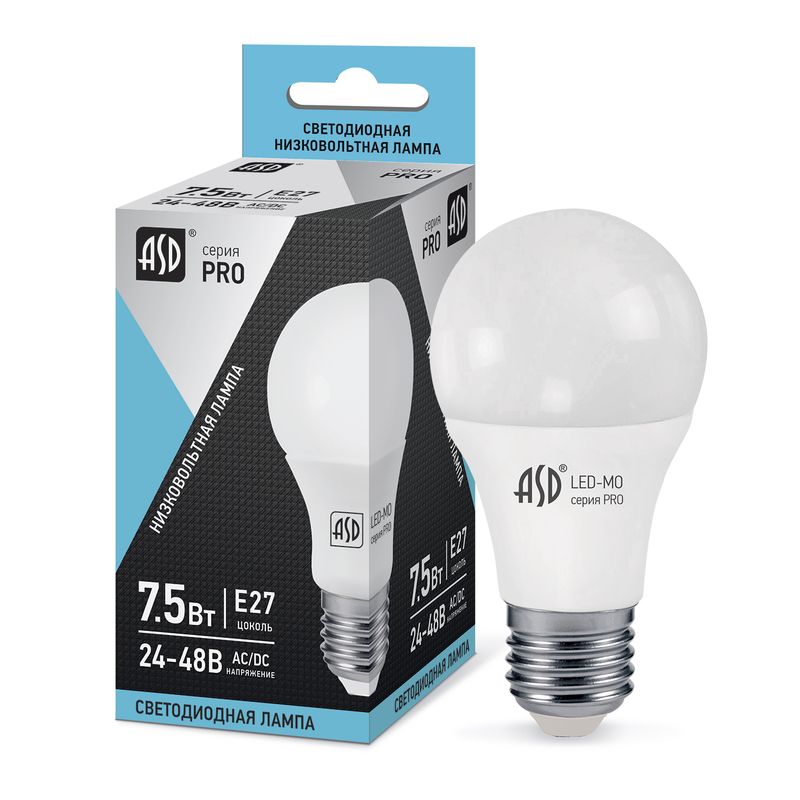 Лампа светодиодная низковольтная LED-MO-24/48V-PRO 7.5Вт 24-48В E27 4000К 600Лм  4690612006963