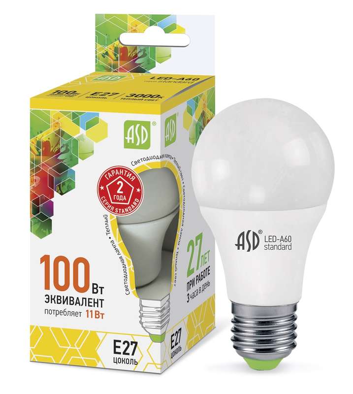 Лампа светодиодная LED-A60-standard 15Вт грушевидная 230В E27 6500К 1350лм