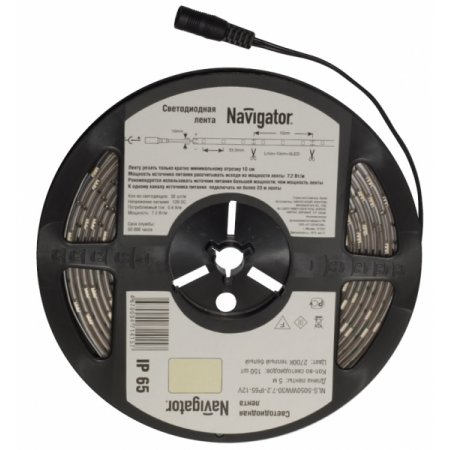 Лента СД NLS-5050WW60-14.4-IP65-12V R5 71 427 Navigator (Желтый)