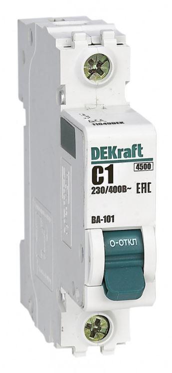 Выключатель авт. мод. 1п C 1А ВА-101 4.5кА DEKraft 11049DEK