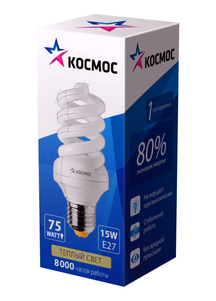 Лампа люм.ком.SPC 15W E27 2700K Космос (АКМА)