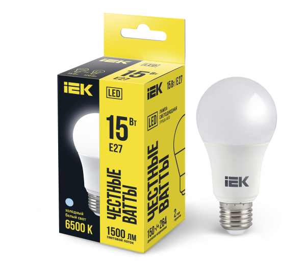 Лампа светодиодная LED-A60-VC 15Вт 230В E27 6500К 1350лм 4690612020280