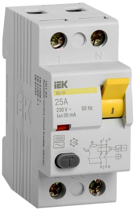 УЗО 2-полюс. 25 А 30 mA ИЭК